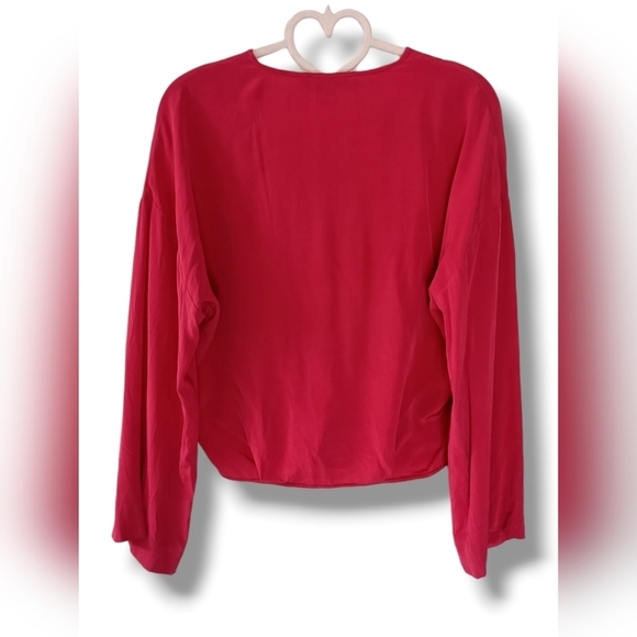 Diane Von Furstenberg Surplice Silk Top in Fuschia - Picture 3 of 5